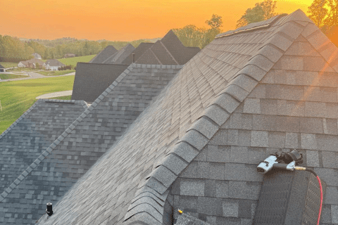A newly installed roof in East Tennessee surrounded by fall foliage
