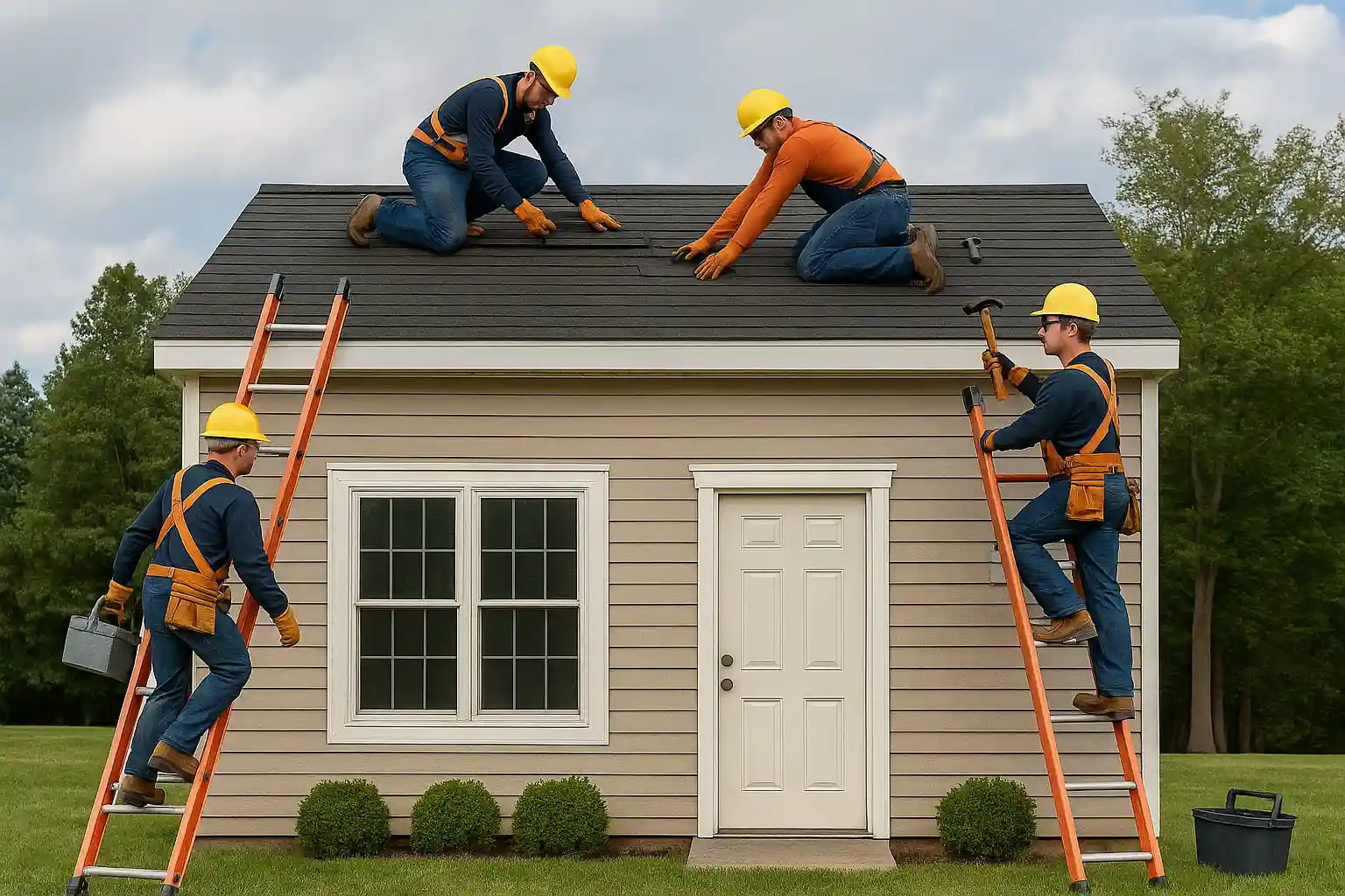 Professional Roofer Inspecting Residential Roof
