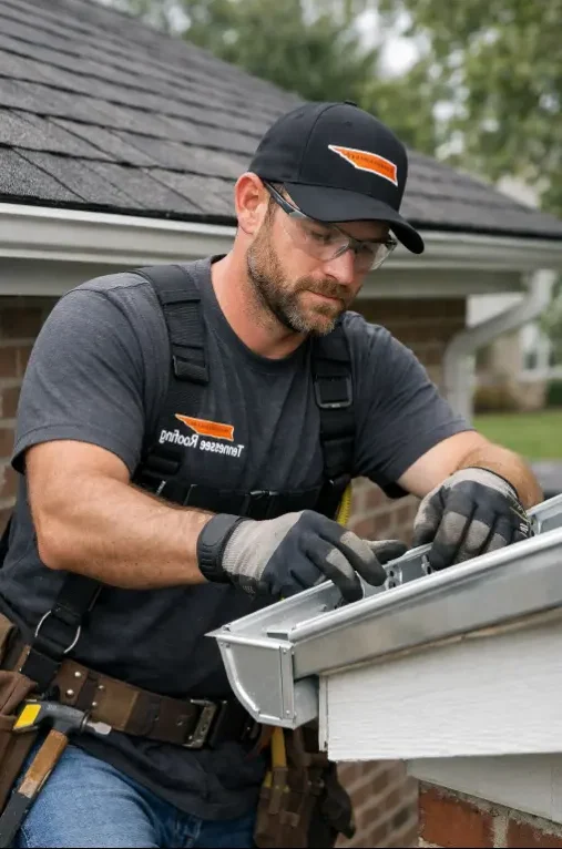 Gutter repair and replacement by Daniel Hood Roofing Systems protecting a residential home in Norris, TN